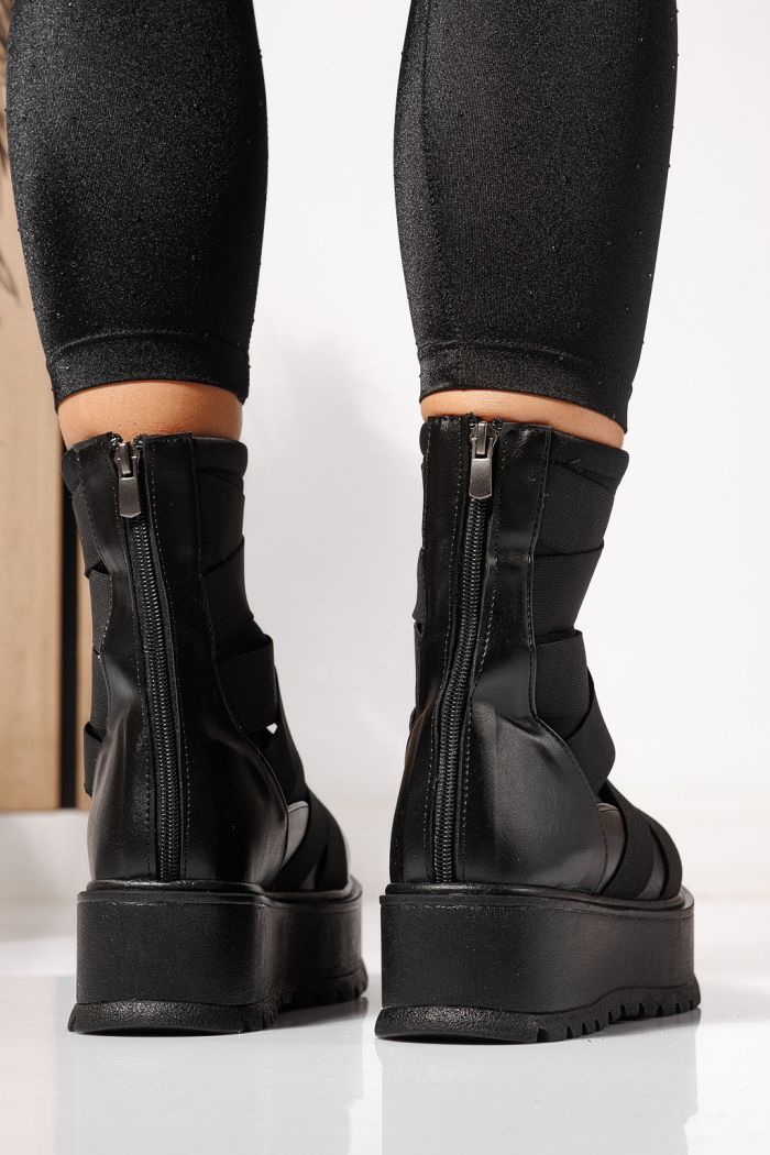 Дамски черни подплатени ботуши от екокожа Ellis #23173