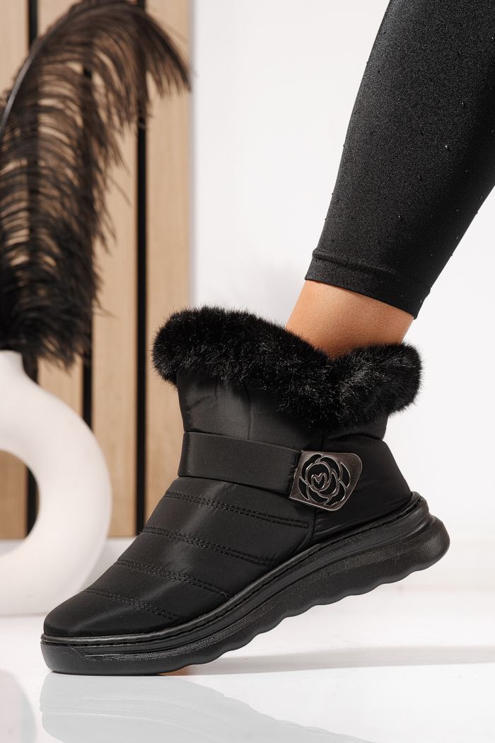 Дамски боти подплатени с пух черни от шушлек Adelina #23063