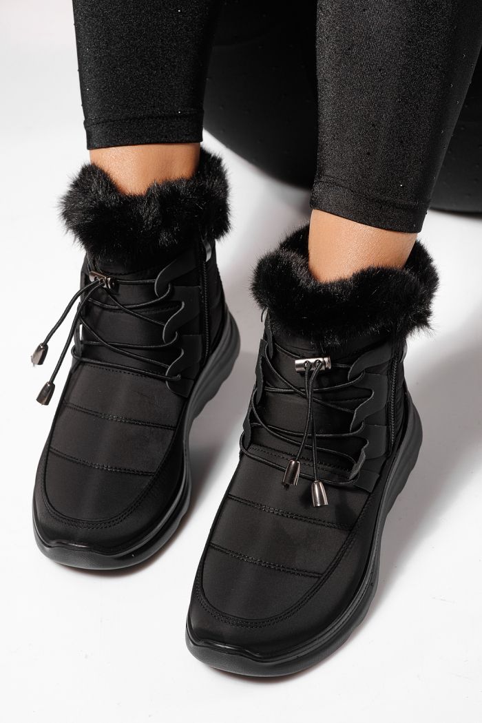 Дамски боти подплатени с пух черни от шушлек Alice #23064