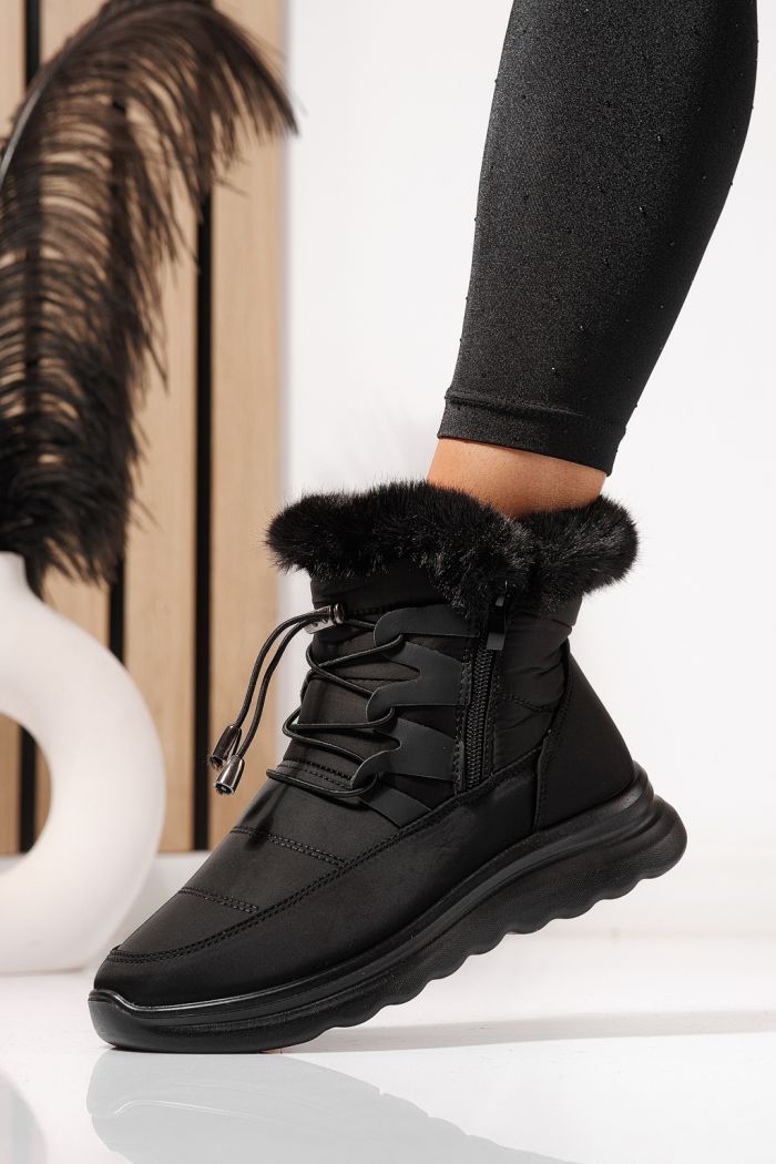 Дамски боти подплатени с пух черни от шушлек Alice #23064
