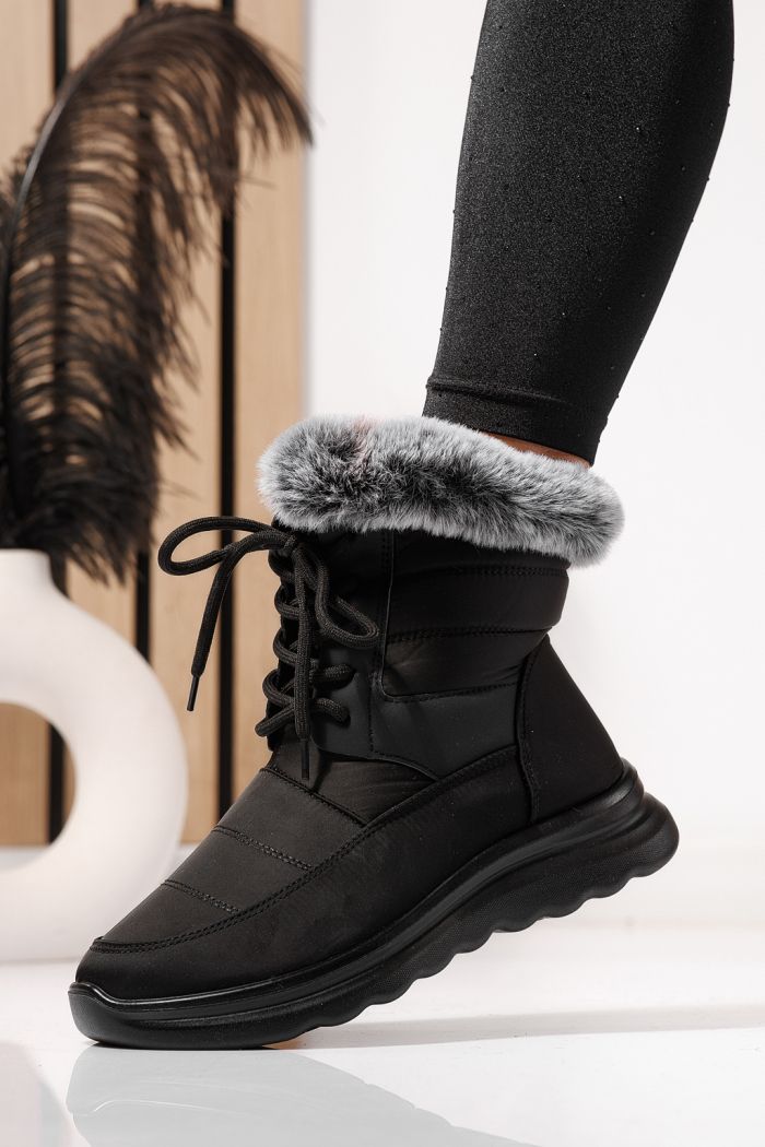 Дамски боти подплатени с пух черни от шушлек Alessia #23066