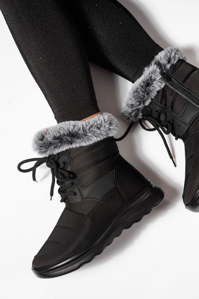 Дамски боти подплатени с пух черни от шушлек Alessia #23066