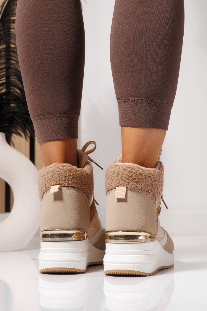 Дамски боти подплатени каки от обърната еко кожа Ariana #23059