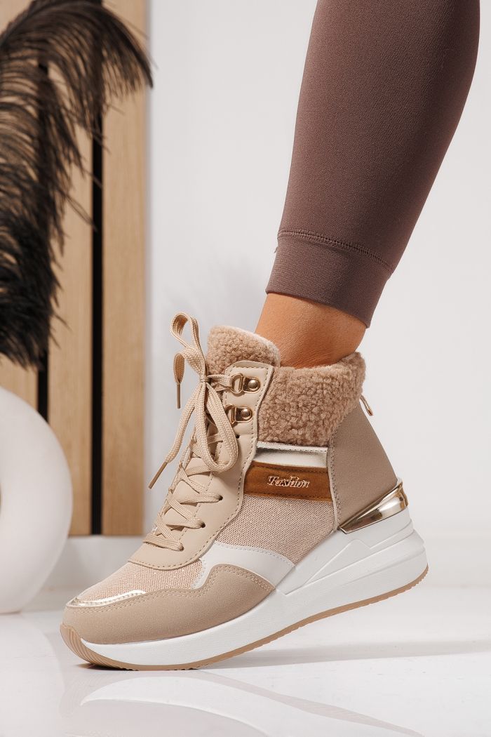 Дамски боти подплатени каки от обърната еко кожа Ariana #23059