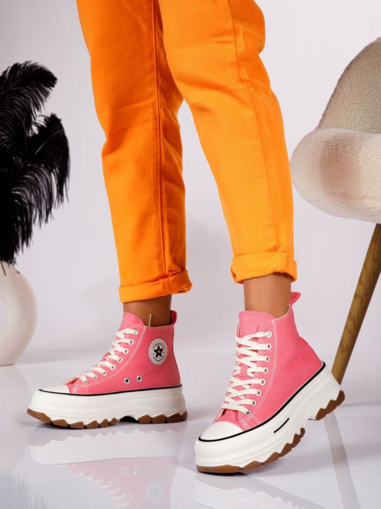 Дамски розови текстилни маратонки Seline #24183