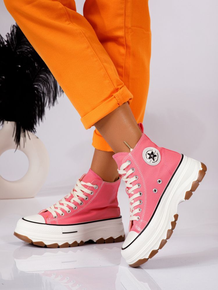 Дамски розови текстилни маратонки Seline #24183