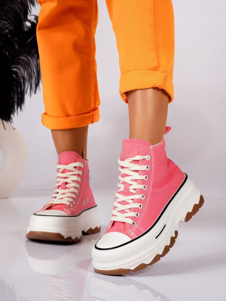 Дамски розови текстилни маратонки Seline #24183