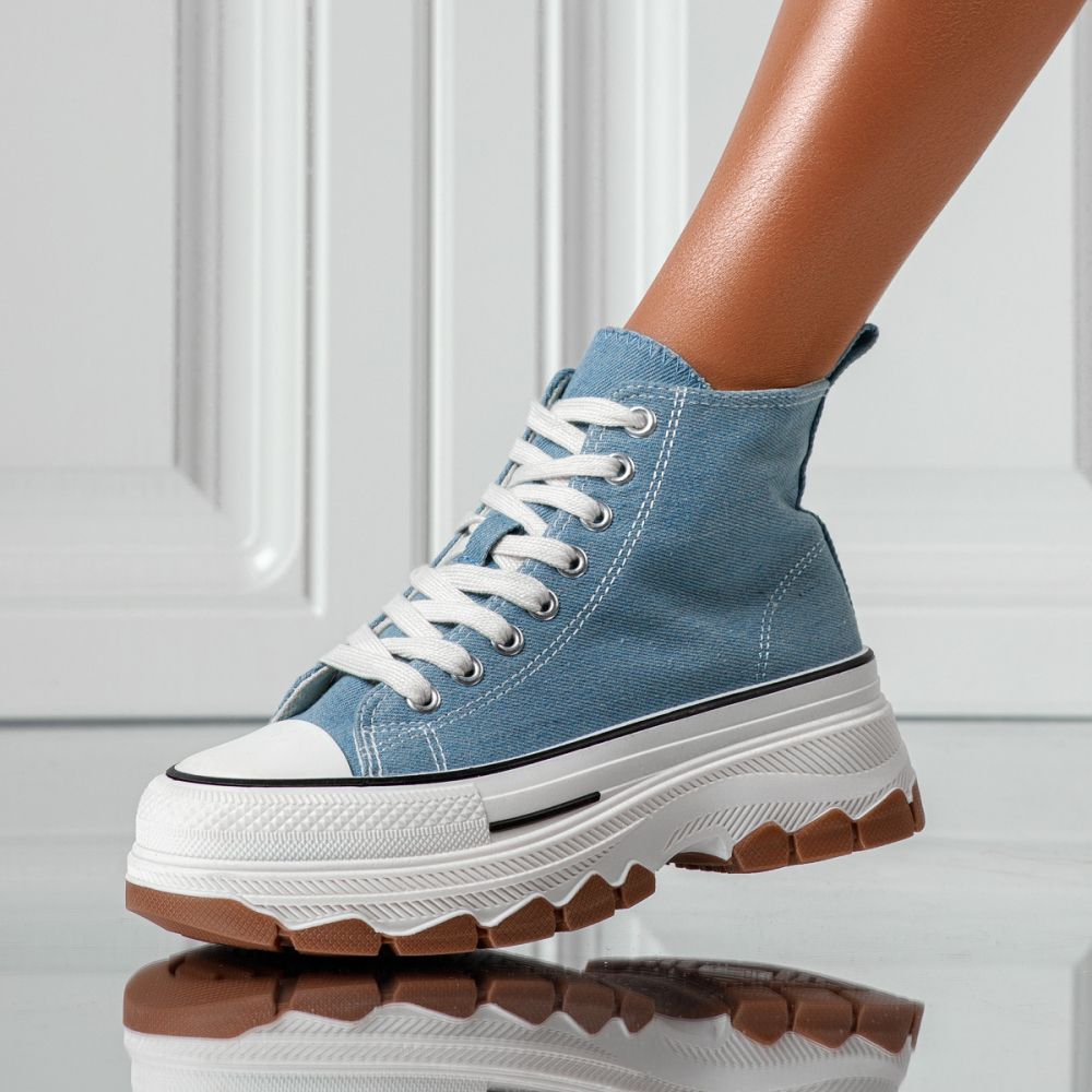 Дамски сини текстилни маратонки Seline #24185