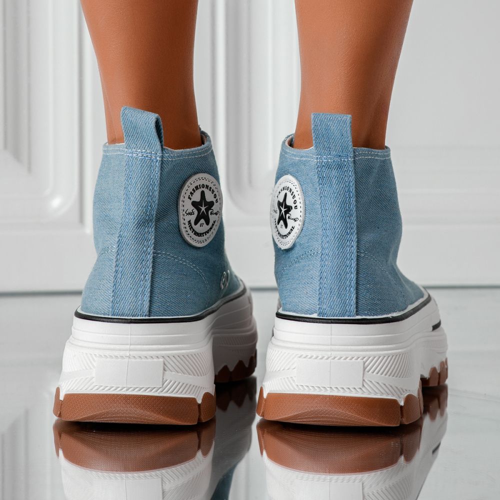 Дамски сини текстилни маратонки Seline #24185