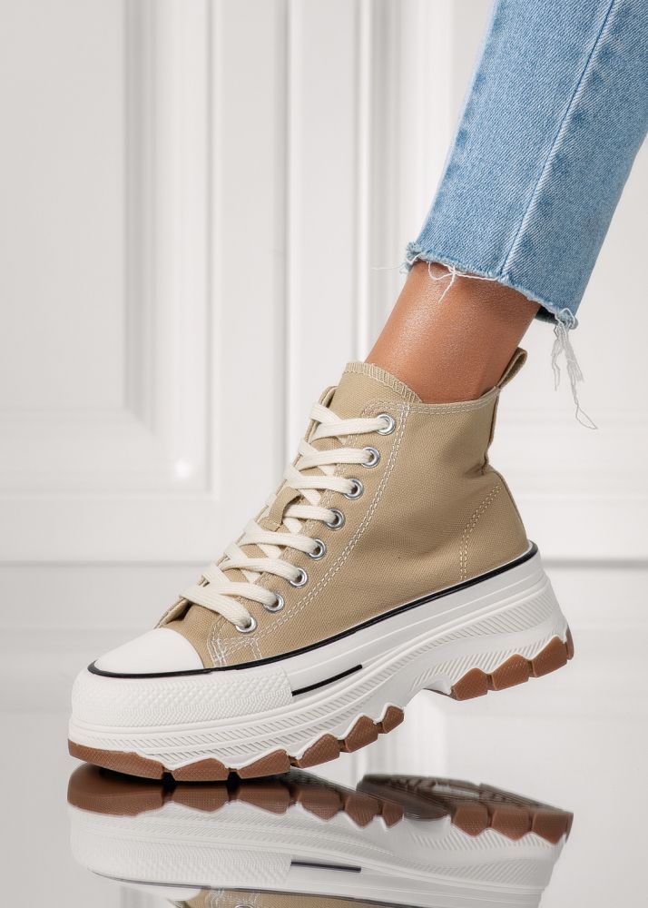 Дамски каки текстилни маратонки Seline #24186