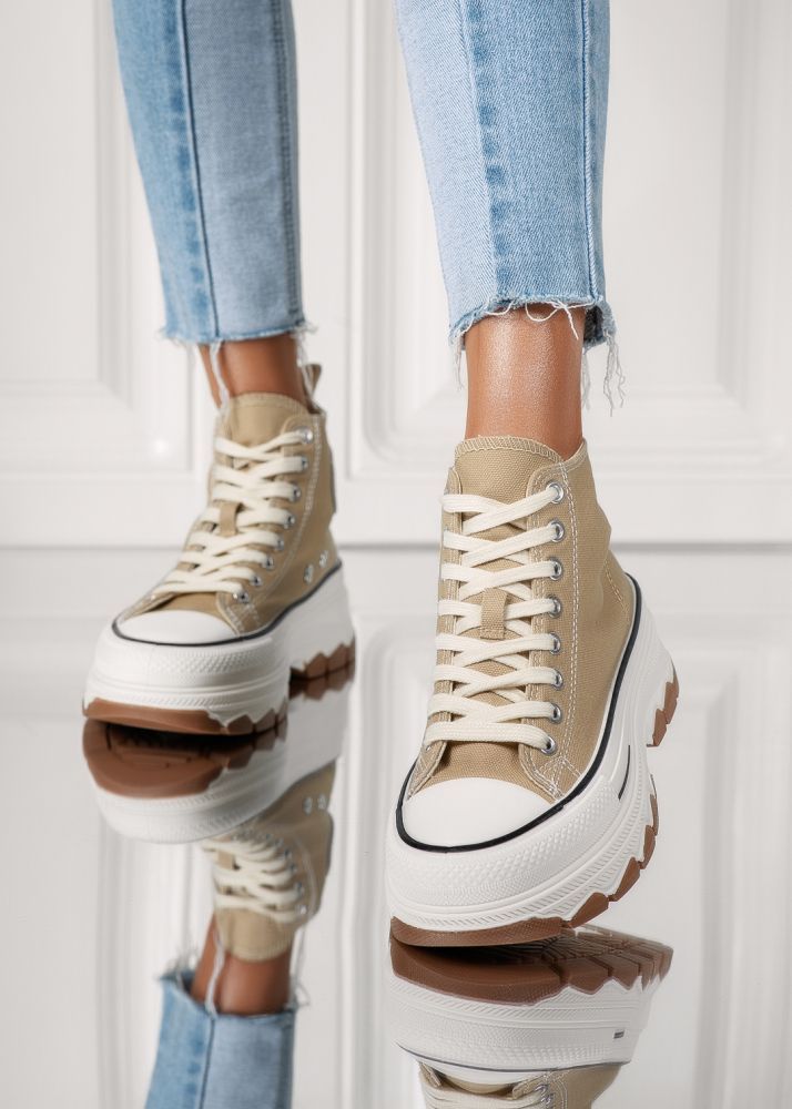 Дамски каки текстилни маратонки Seline #24186