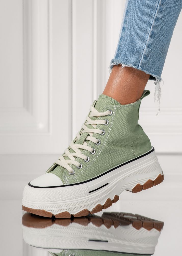 Дамски зелени текстилни маратонки Seline #24187