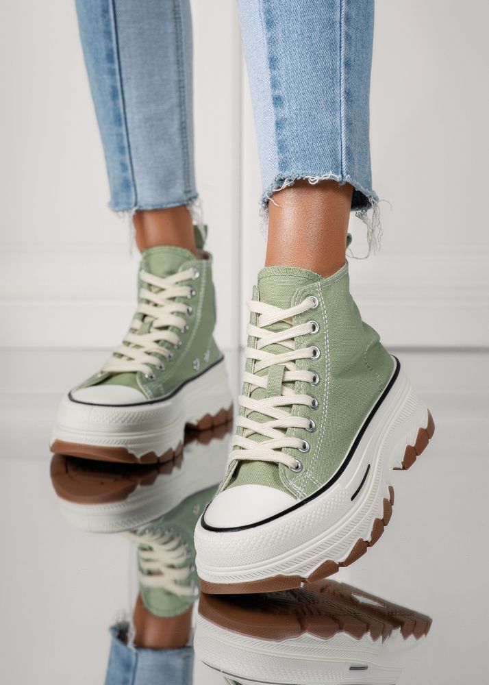 Дамски зелени текстилни маратонки Seline #24187