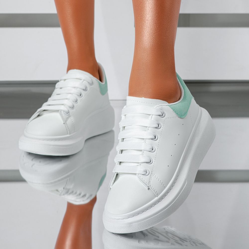 Дамски бели маратонки от екокожа Raya #24178