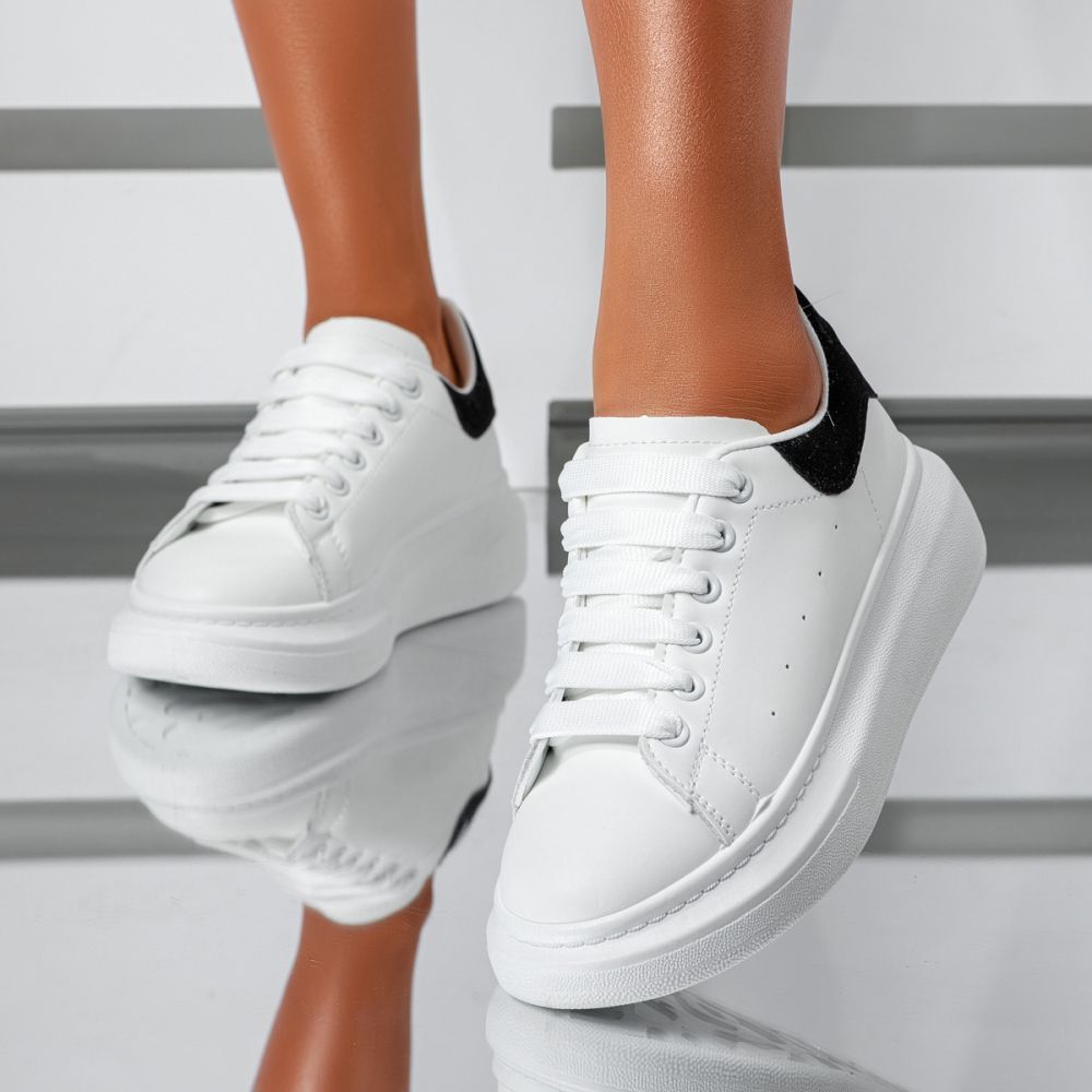 Дамски бели маратонки от екокожа Raya #24180