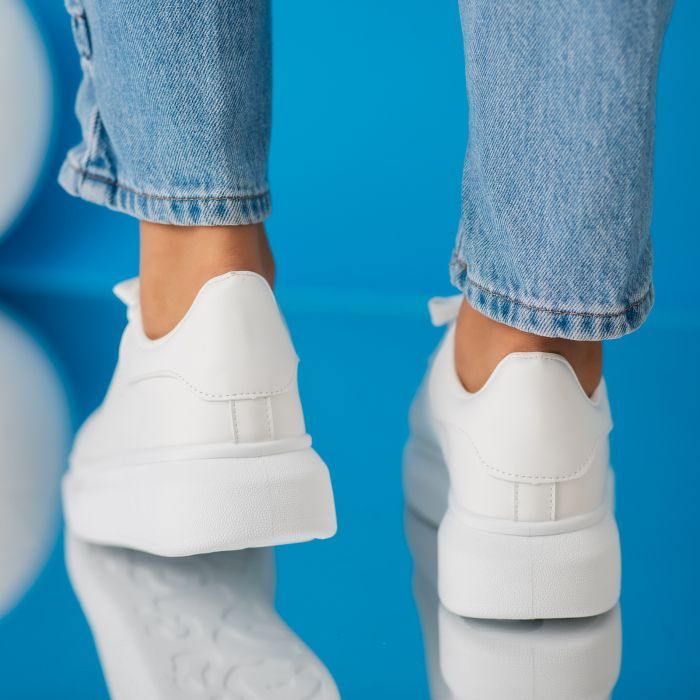 Дамски бели маратонки от екокожа Raya #24199