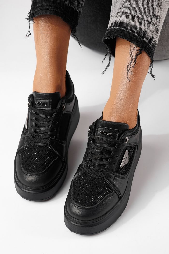 Дамски маратонки черни от еко кожа Delia #24080