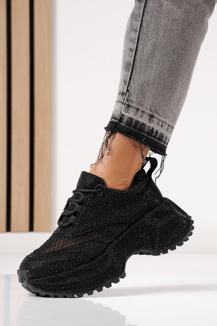 Дамски маратонки черни от обърната еко кожа Gabriela #24105