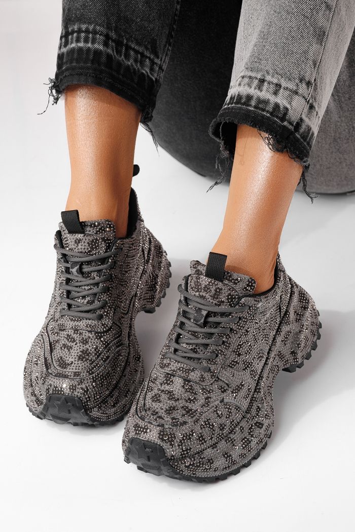 Дамски маратонки черни от обърната еко кожа Izabela #24118