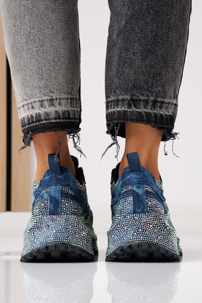 Дамски маратонки светло сини от текстилен материал Evelin #24088