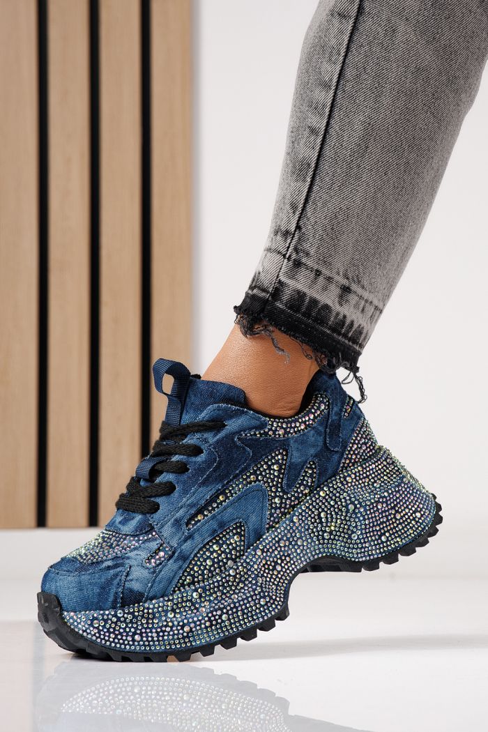 Дамски маратонки светло сини от текстилен материал Evelin #24088