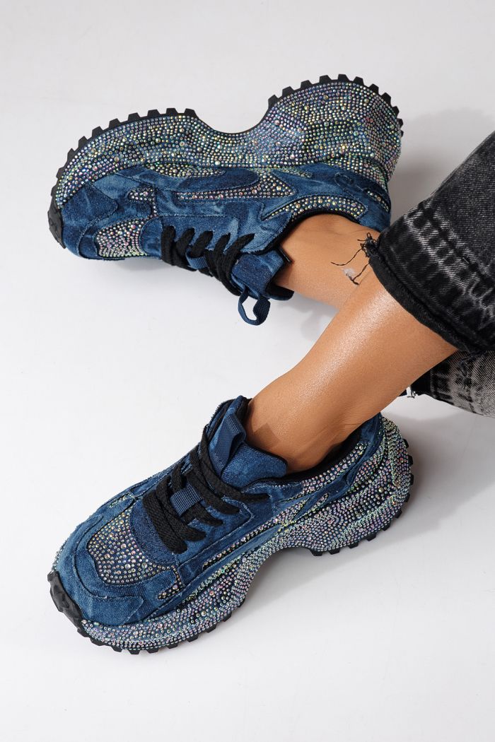 Дамски маратонки светло сини от текстилен материал Evelin #24088