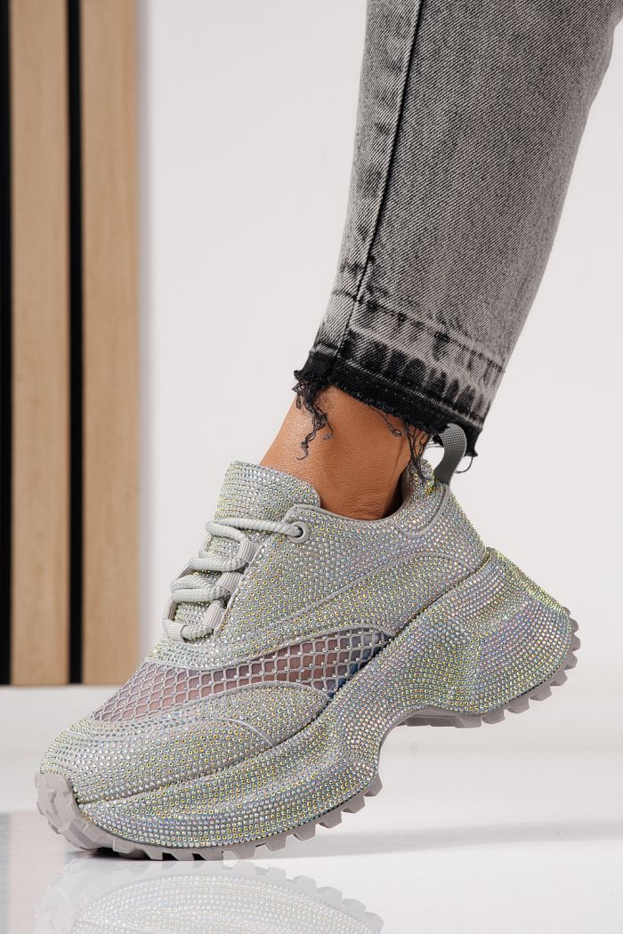 Дамски маратонки сиви от обърната еко кожа Gabriela #24103