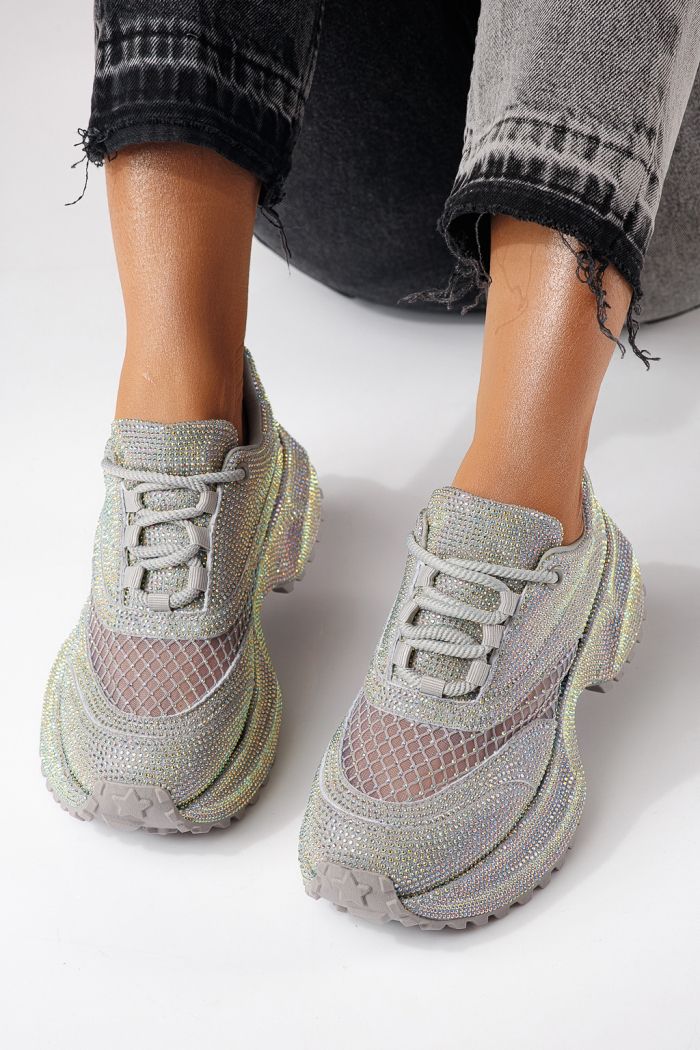 Дамски маратонки сиви от обърната еко кожа Gabriela #24103