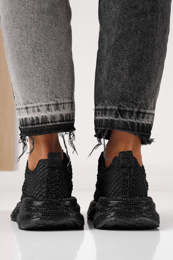 Дамски маратонки черни от текстилен материал Cataleya #24066