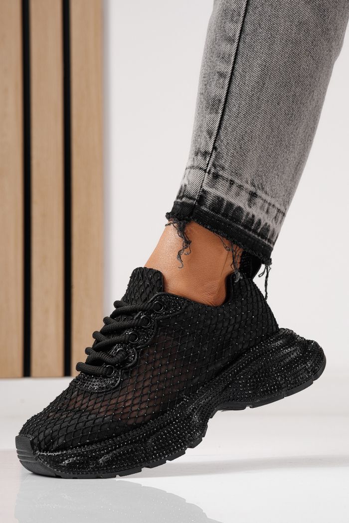 Дамски маратонки черни от текстилен материал Cataleya #24066