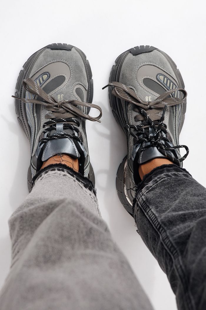 Дамски маратонки сиви от еко кожа Denisa #24074