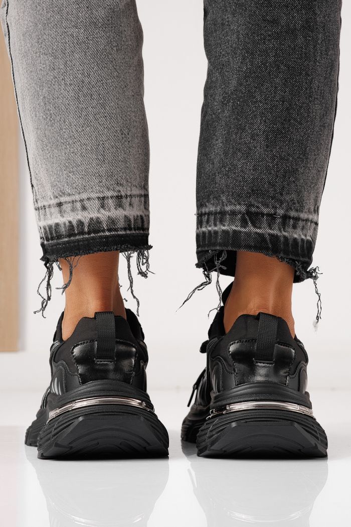 Дамски маратонки черни от еко кожа Denisa #24073