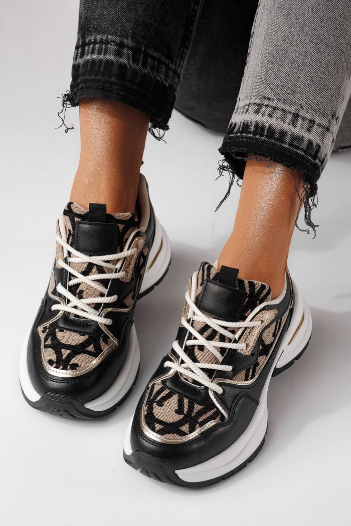 Дамски маратонки черни от еко кожа Karla #24134