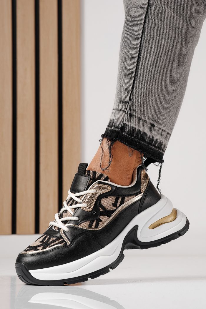 Дамски маратонки черни от еко кожа Karla #24134