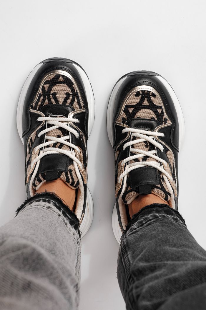 Дамски маратонки черни от еко кожа Karla #24134