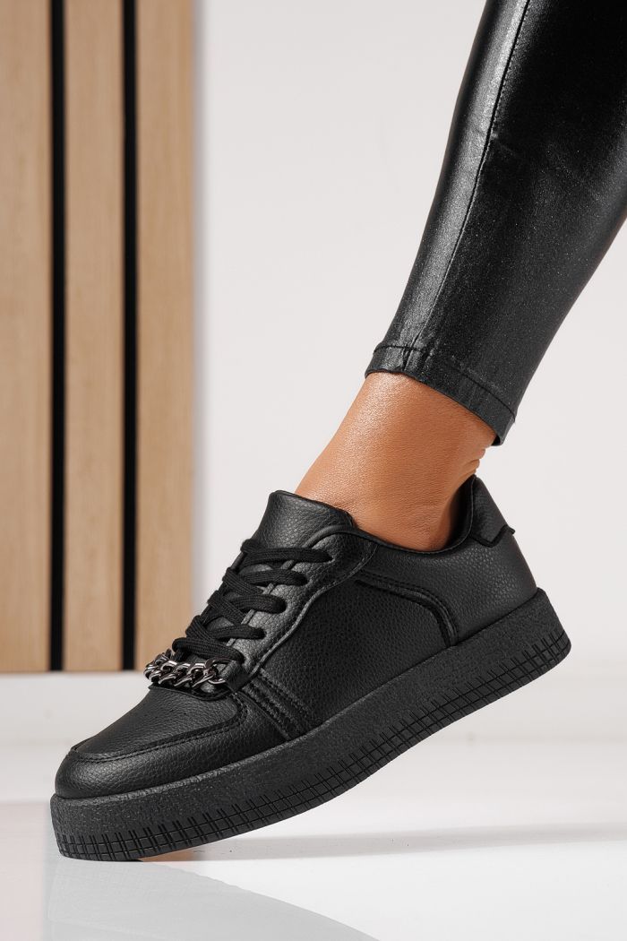 Дамски маратонки черни от еко кожа Olivia #24169