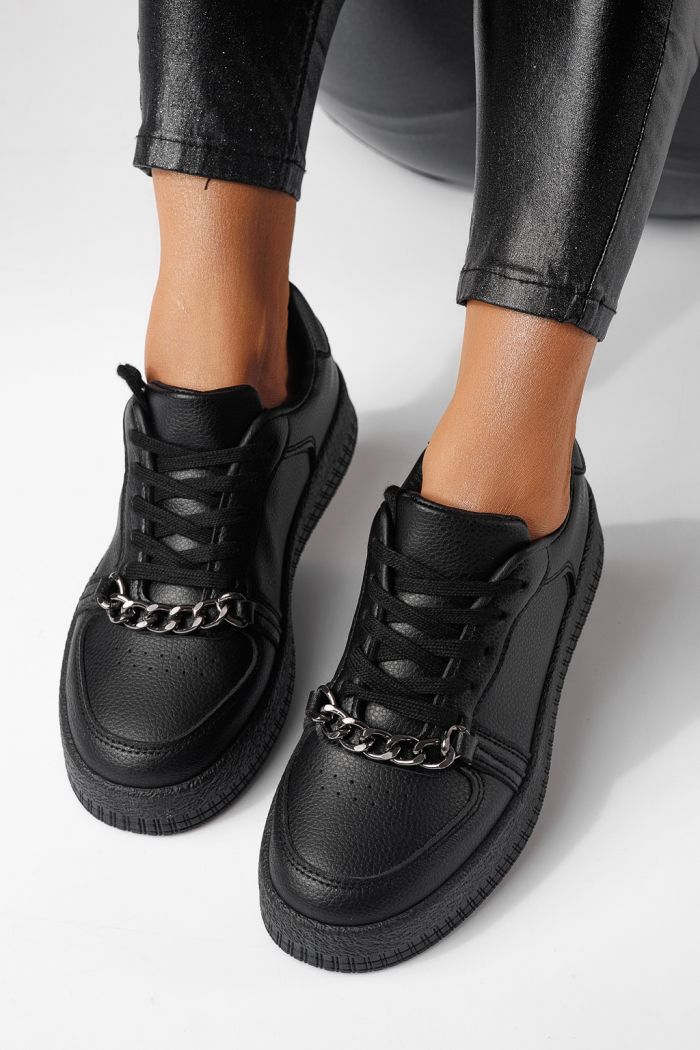 Дамски маратонки черни от еко кожа Olivia #24169