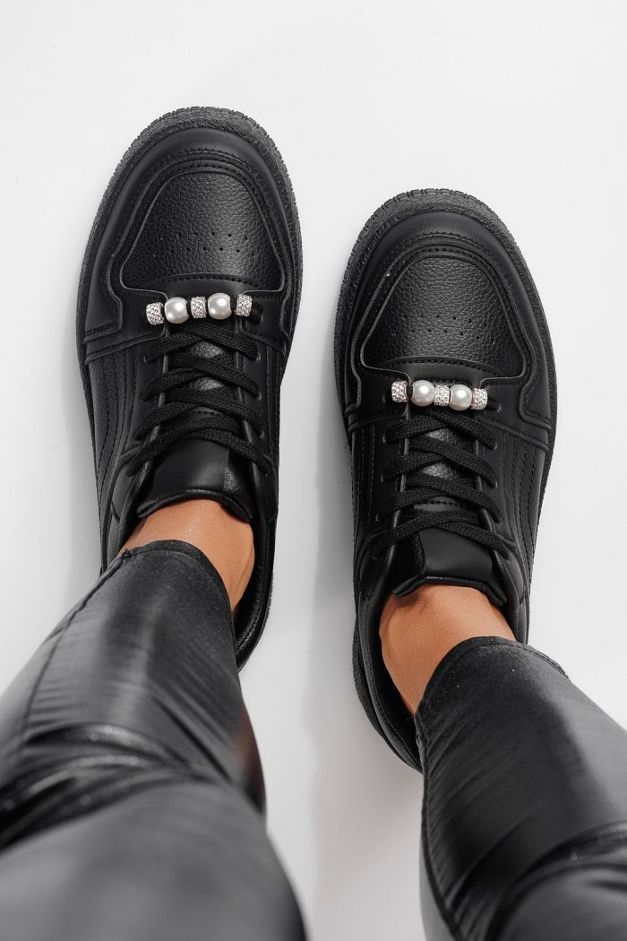 Дамски маратонки черни от еко кожа Oana #24171