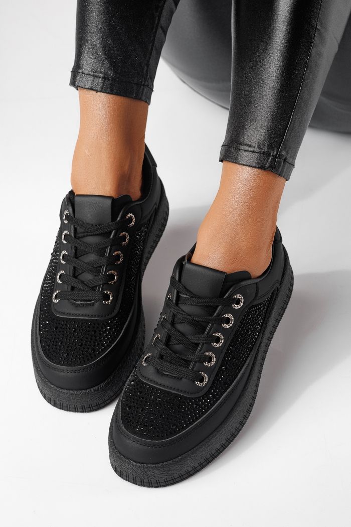 Дамски маратонки черни от еко кожа Rania #24177