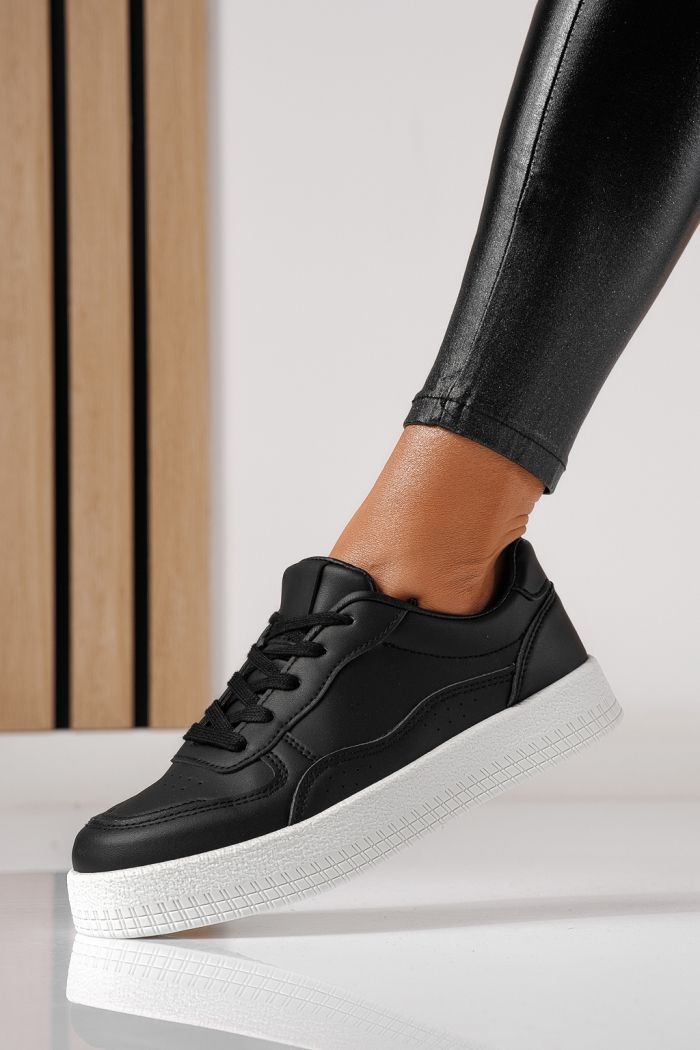 Дамски маратонки черни от еко кожа Nadia #24160