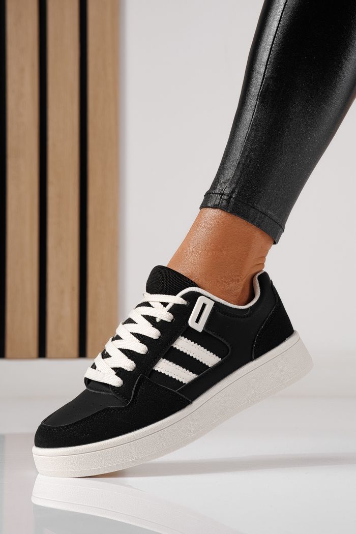 Дамски маратонки черни от еко кожа Iris #24192