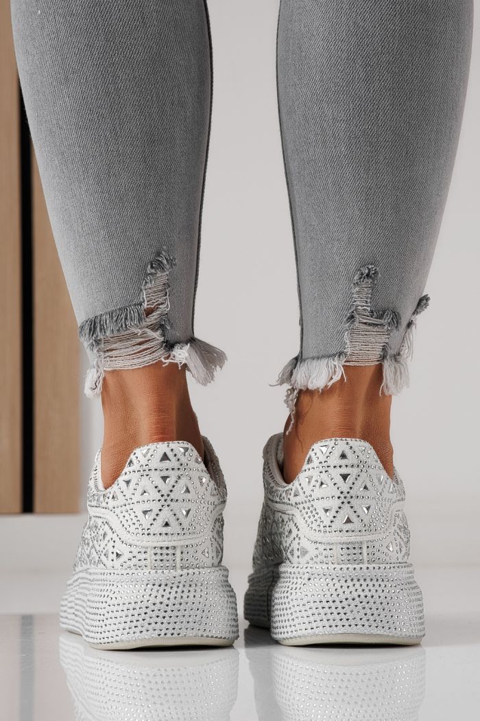 Дамски маратонки бели от обърната еко кожа Iris #24115