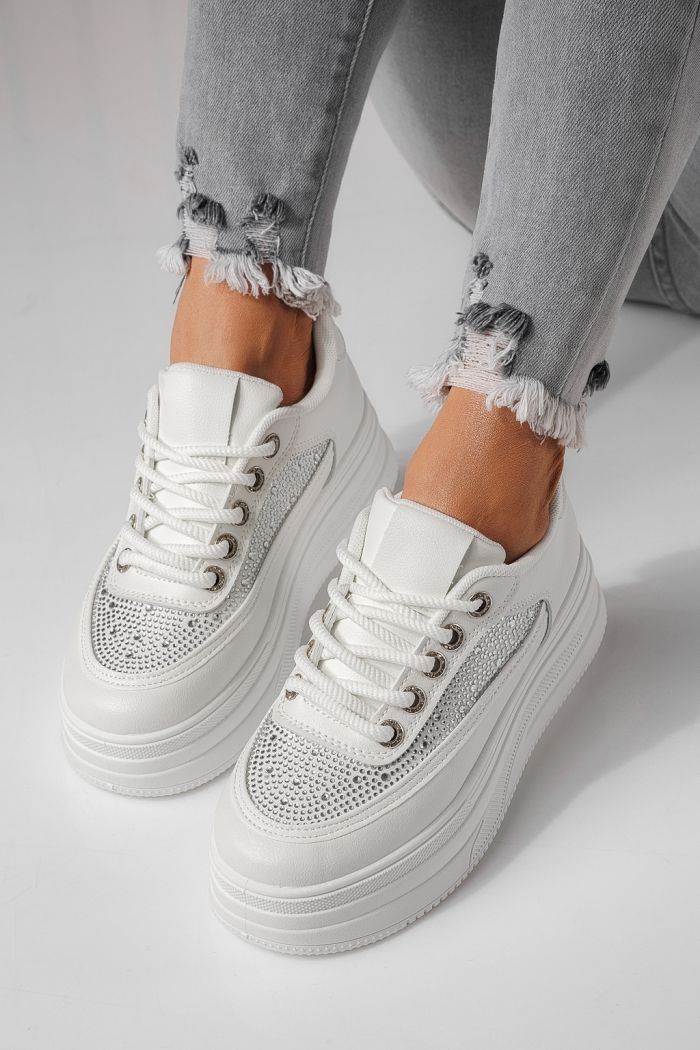 Дамски маратонки бели от еко кожа Clara #24057