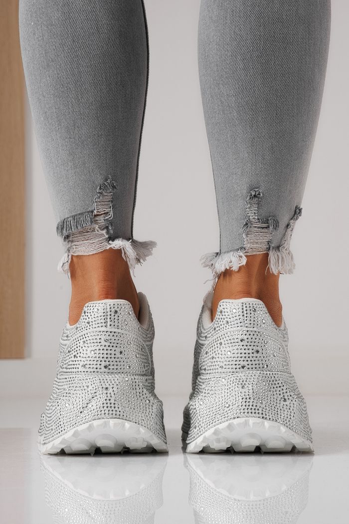 Дамски маратонки бели от обърната еко кожа Iulia #24108