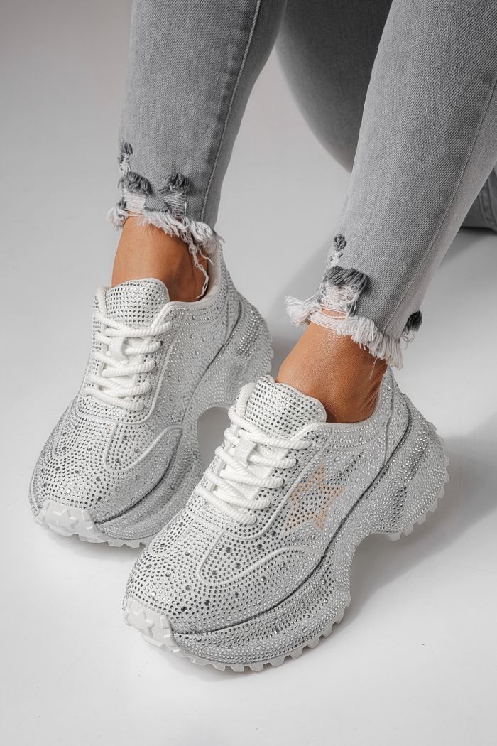 Дамски маратонки бели от обърната еко кожа Iulia #24108