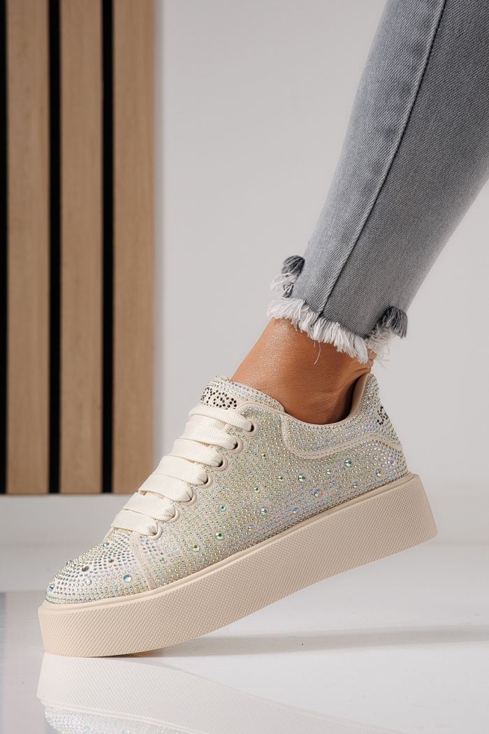 Дамски маратонки бежови от текстилен материал Ellania #24091