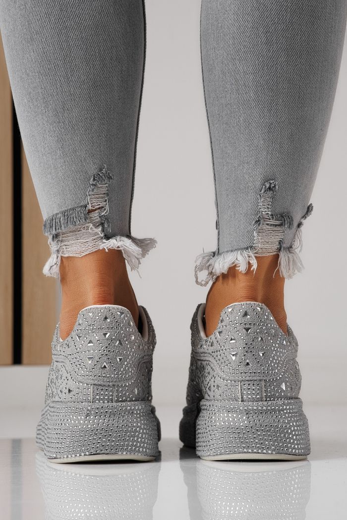 Дамски маратонки сиви от обърната еко кожа Iris #24114