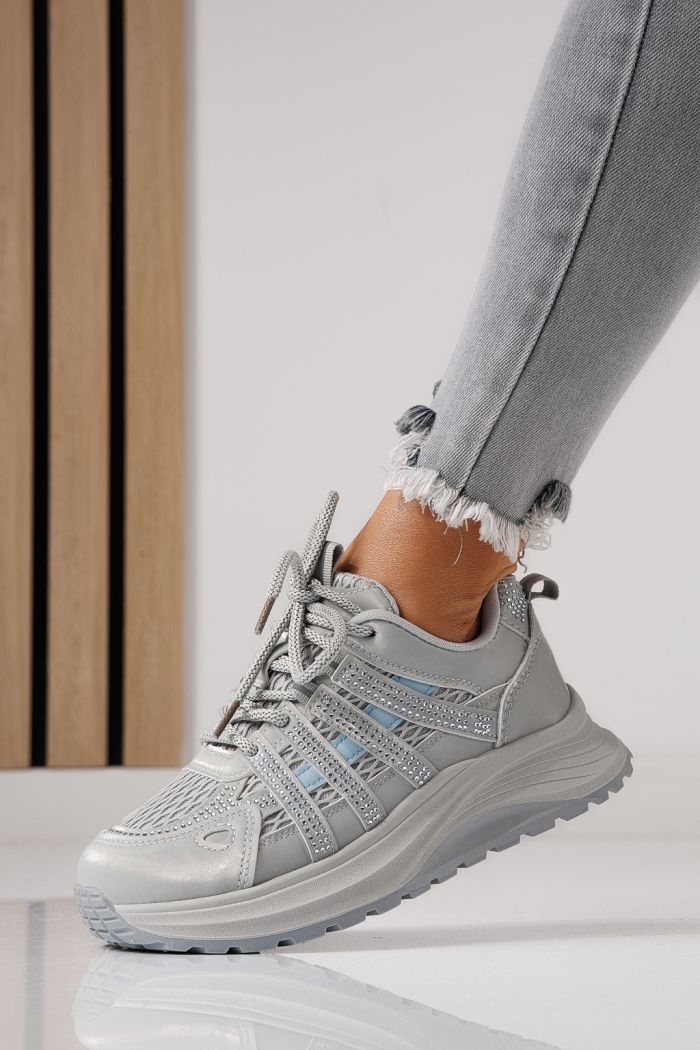 Дамски маратонки сиви от еко кожа Carolina #24060