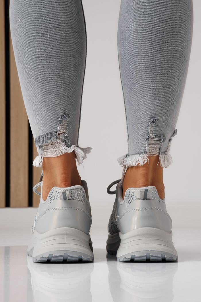 Дамски маратонки сиви от еко кожа Carolina #24060