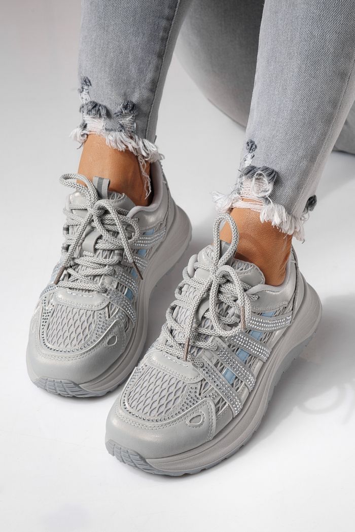 Дамски маратонки сиви от еко кожа Carolina #24060